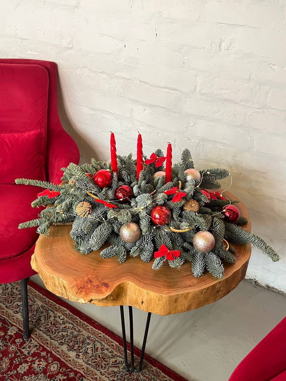 Настольная новогодняя композиция из нобилиса "Аромат"