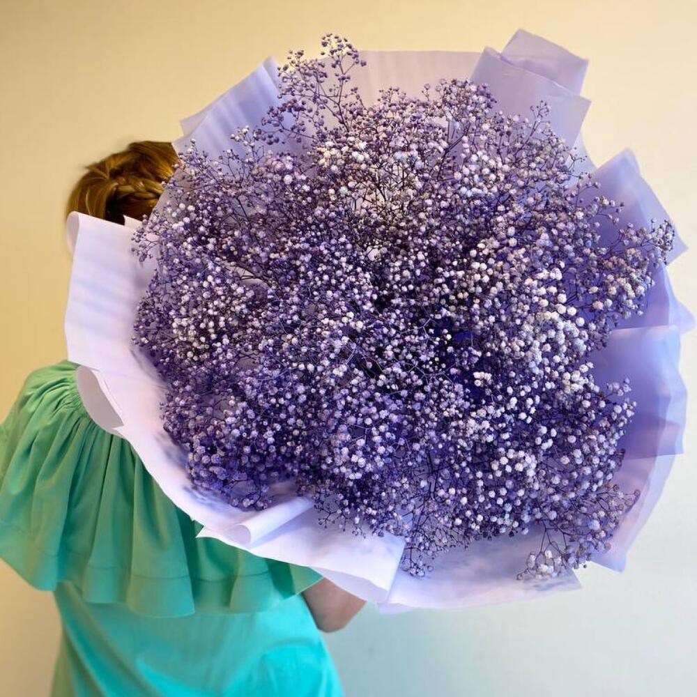 Букет из 15 фиолетовых гипсофил