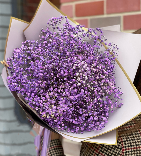 Букет из 15 сиреневых гипсофил