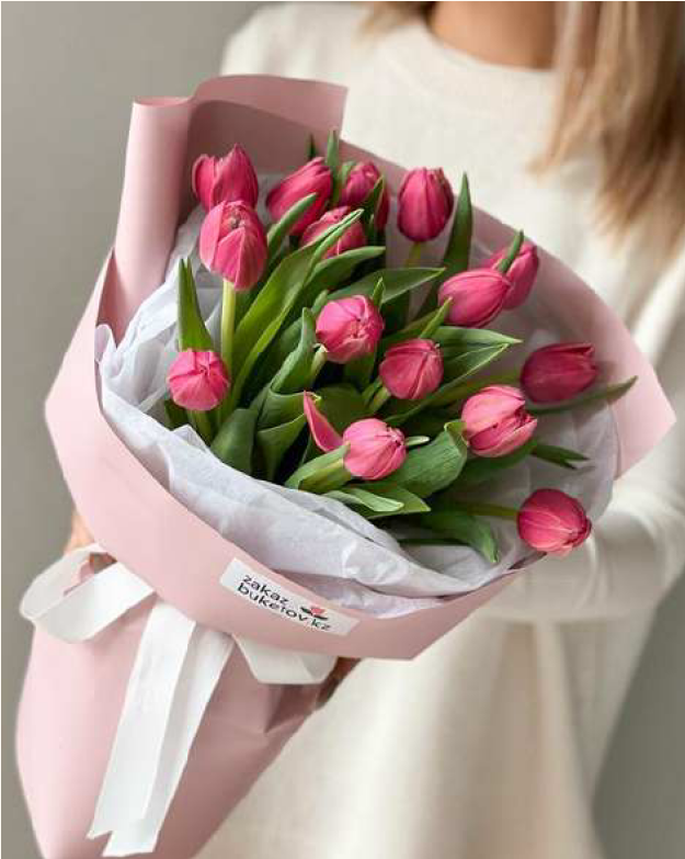 Букет "Блики весны" из 15 розовых тюльпанов