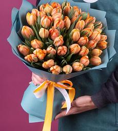 49 оранжевых пионовидных тюльпан
