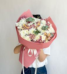 Букет "Вечная романтика" из хризантем и альстромерий