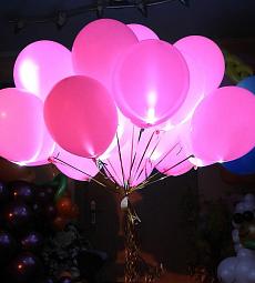 Светящийся розовый шар - латекс 12"