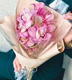 Букет из 7 розовых орхидей 