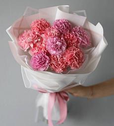 Букет из 11 ярких гвоздик микс