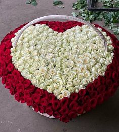 Шикарная композиция "Big heart" 501 роза в корзине