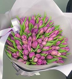 Букет из 101 голландских тюльпан "Violet"