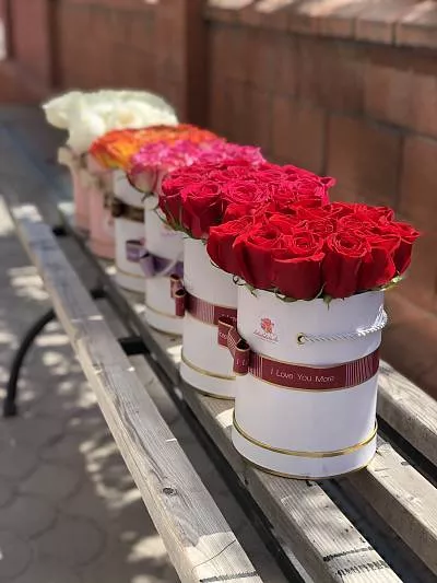 15 голландских роз в коробку разных цветов 2
