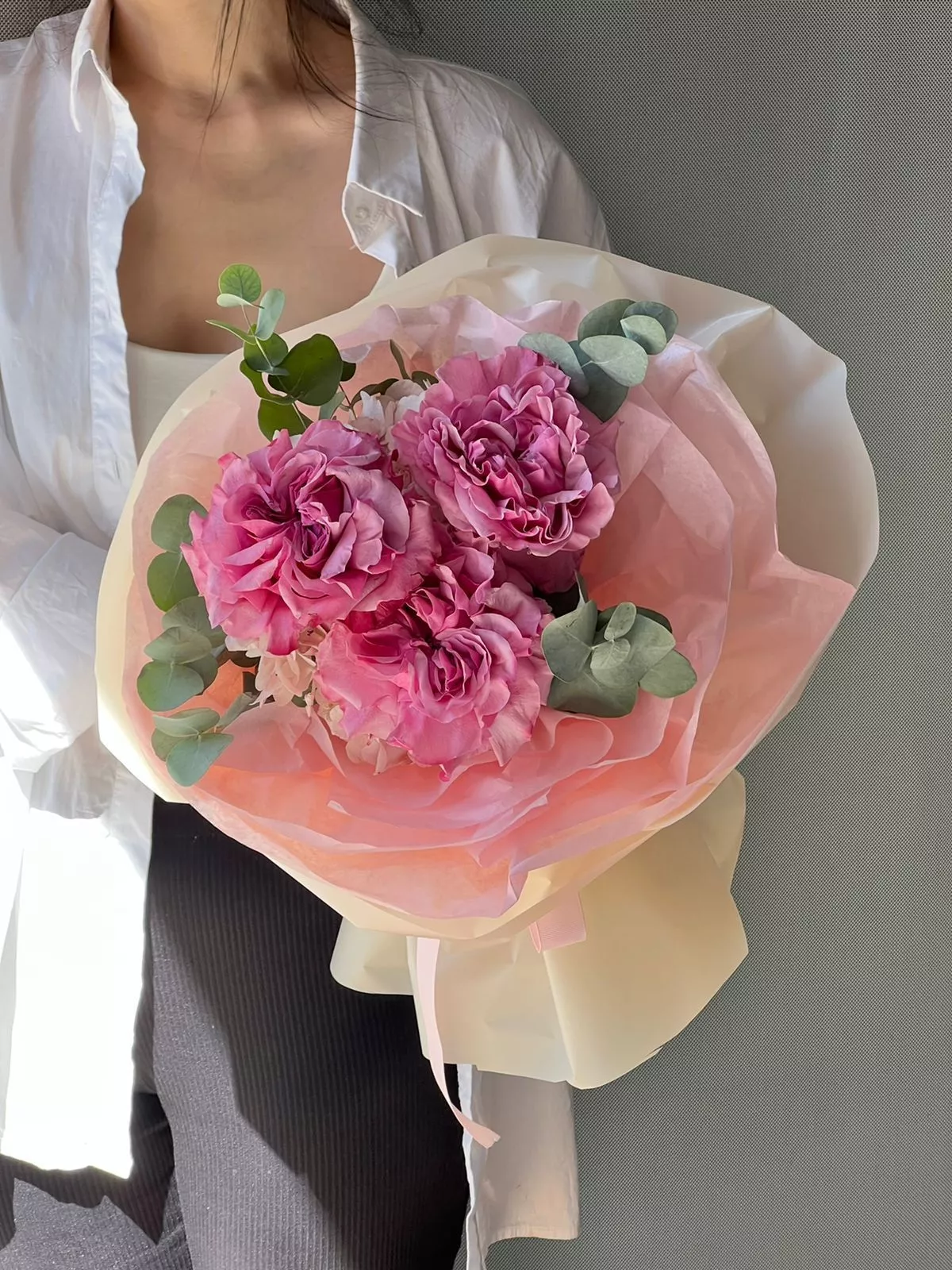 Букет "Прованс" из гортензий и роз