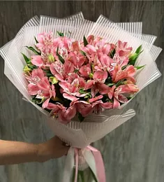 Букет из 11 розовых альстромерий