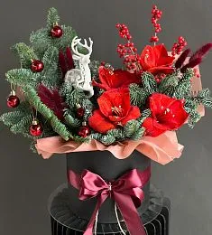 Композиция "Callista" из нобилиса, амариллиса и илекса