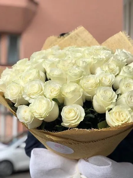 51 белая голландская роза 60 см 4