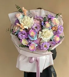 Букет "Роскошный" из лизиантусов  градиентных роз