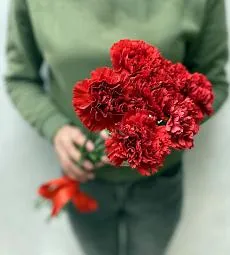 Букет из 7 гвоздик с лентой