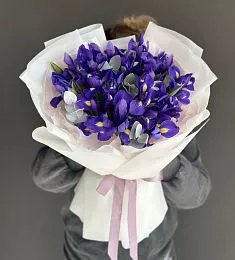 23 ириса с эвкалиптом