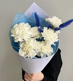 Букет "Перегрин" из гвоздик и лагуруса